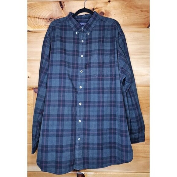 Roundtree & Yorke Shirt Men's 3XT Red,Green Plaid Long Sleeve Button Down - Picture 5 of 12